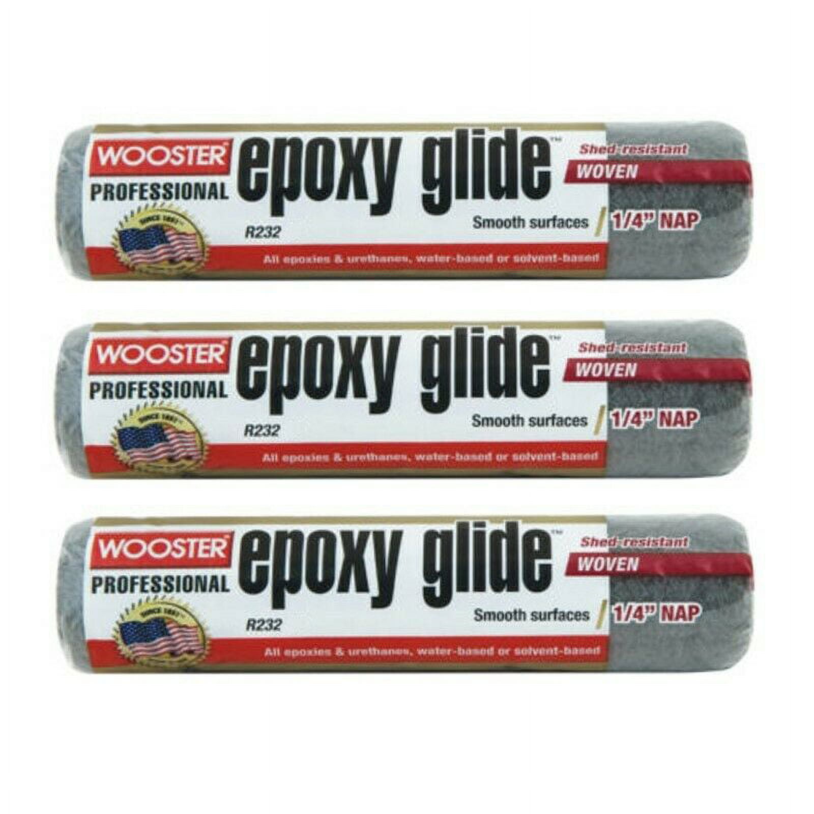 3 Wooster Brush R2329 Epoxy Glide Roller Cover, 1/4Inch Nap, 9Inch