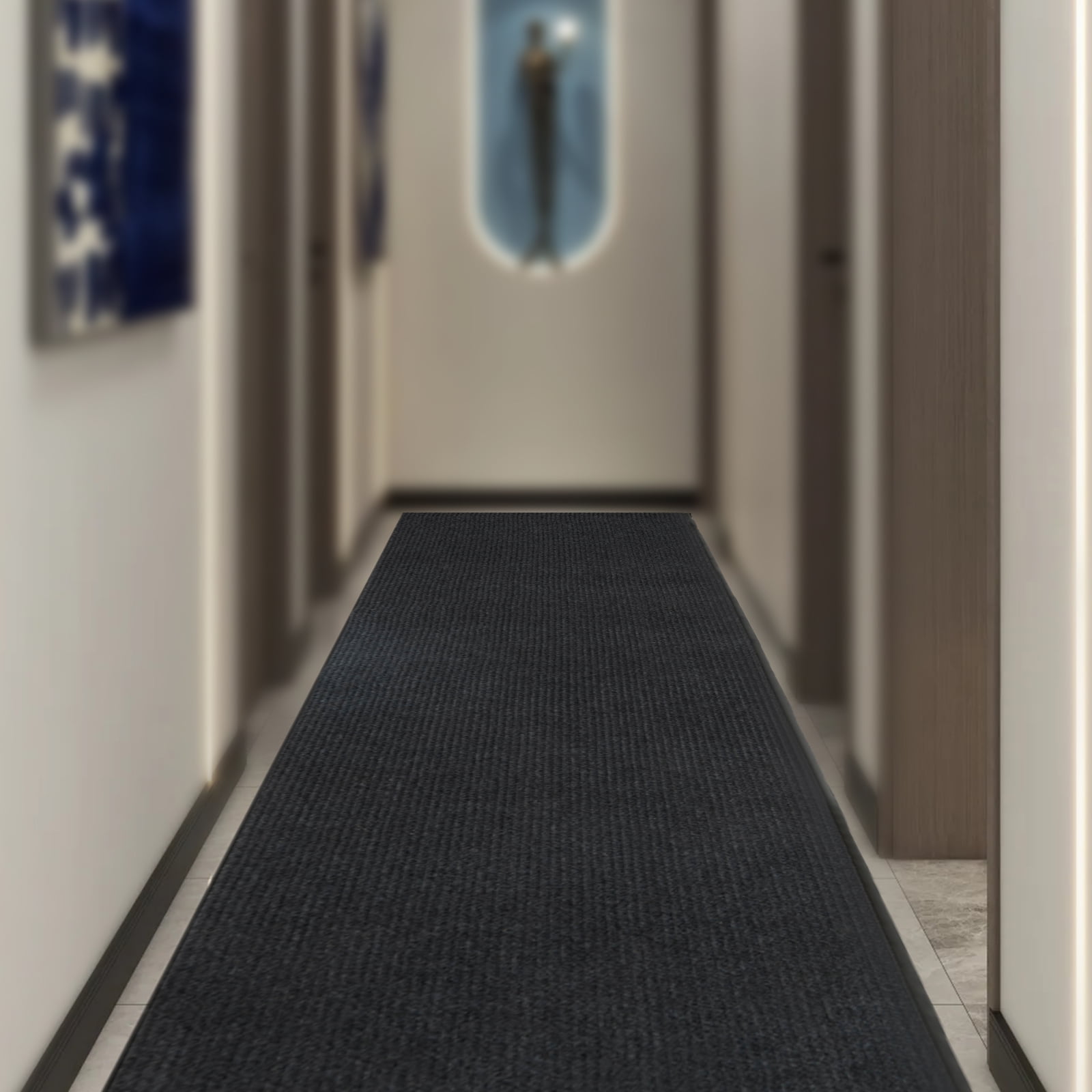 3' X 10' Striped Doormat Non Slip Indoor Outdoor Entrance Mat Doormat Low Profile Back Front Door Floor Mat for Hallway, Kitchen, Home, High Traffic Area, Garage, Patio 35.8x118.1 inch