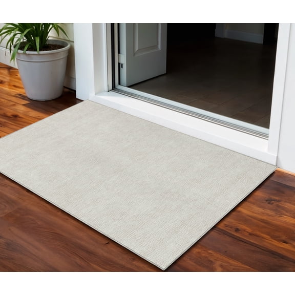 HomeRoots 602413 3 x 5 ft. Beige & Brown Geometric Washable Indoor & Outdoor Rectangle Area Rug
