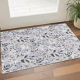 3' X 5' Gray and Blue Floral Power Loom Washable Non Skid Area Rug ...