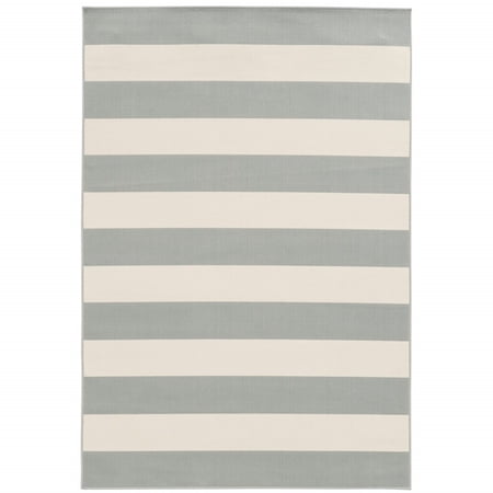 3' X 5' Grey Geometric Stain Resistant Indoor Outdoor Area Rug - 6' x 7'