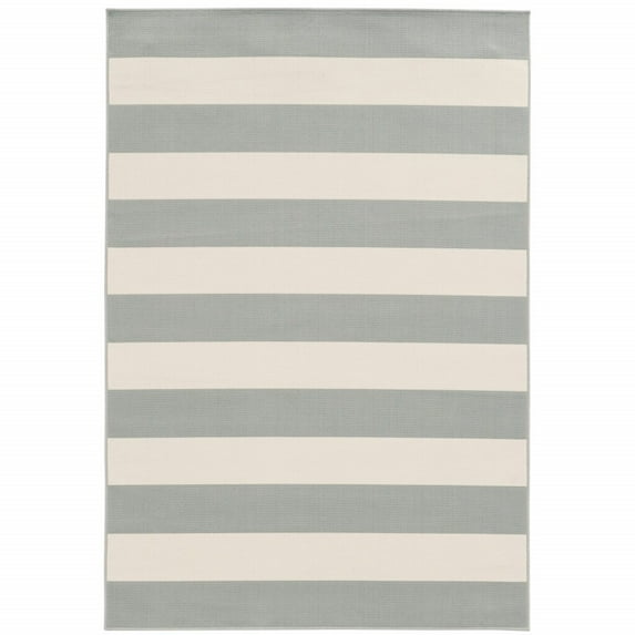 3' X 5' Grey Geometric Stain Resistant Indoor Outdoor Area Rug - 6' x 7'