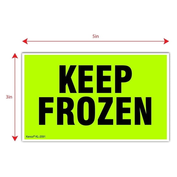 3" X 5" Keep Frozen Fluorescent Shipping Label Stickers for Shipping and Packing - 500 Adhesive Labels Per Roll (5 Pack)