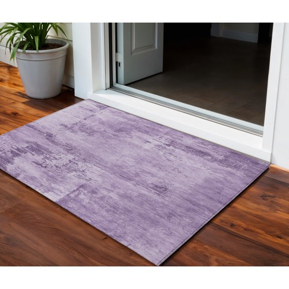 HomeRoots 602719 3 x 5 ft. Lavender & Purple Abstract Washable Indoor & Outdoor Rectangle Area Rug