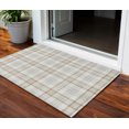 thumbnail image 1 of HomeRoots 601326 3 x 5 ft. Linen & Brown Plaid Washable Indoor & Outdoor Rectangle Area Rug, 1 of 5