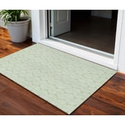 HomeRoots 601626 3 x 5 ft. Mint Green & Beige Ogee Washable Indoor & Outdoor Rectangle Area Rug