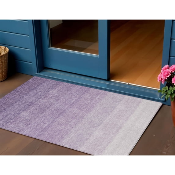 3' X 5' Purple And Lavender Ombre Washable Indoor Outdoor Area Rug