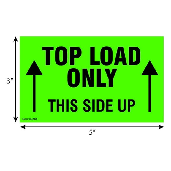 3" X 5" Top Load Only This Side Up Fluorescent Shipping Label Stickers -500 Permanent Adhesive Labels Per Roll (10 Pack)