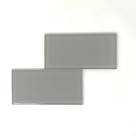 3 X 6 Mist Gray Glass Subway Tile - Rainbow Series Sample