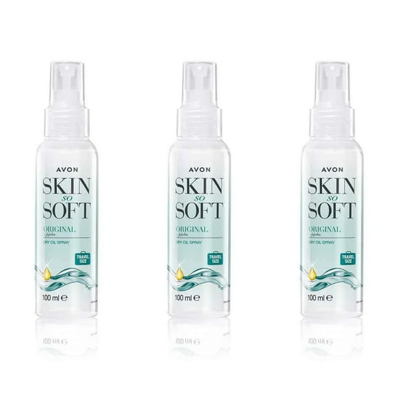 3 X Bottles Avon Skin So Soft Original Dry Oil Spray Travel Size 3.38 fl oz - 100 ml each