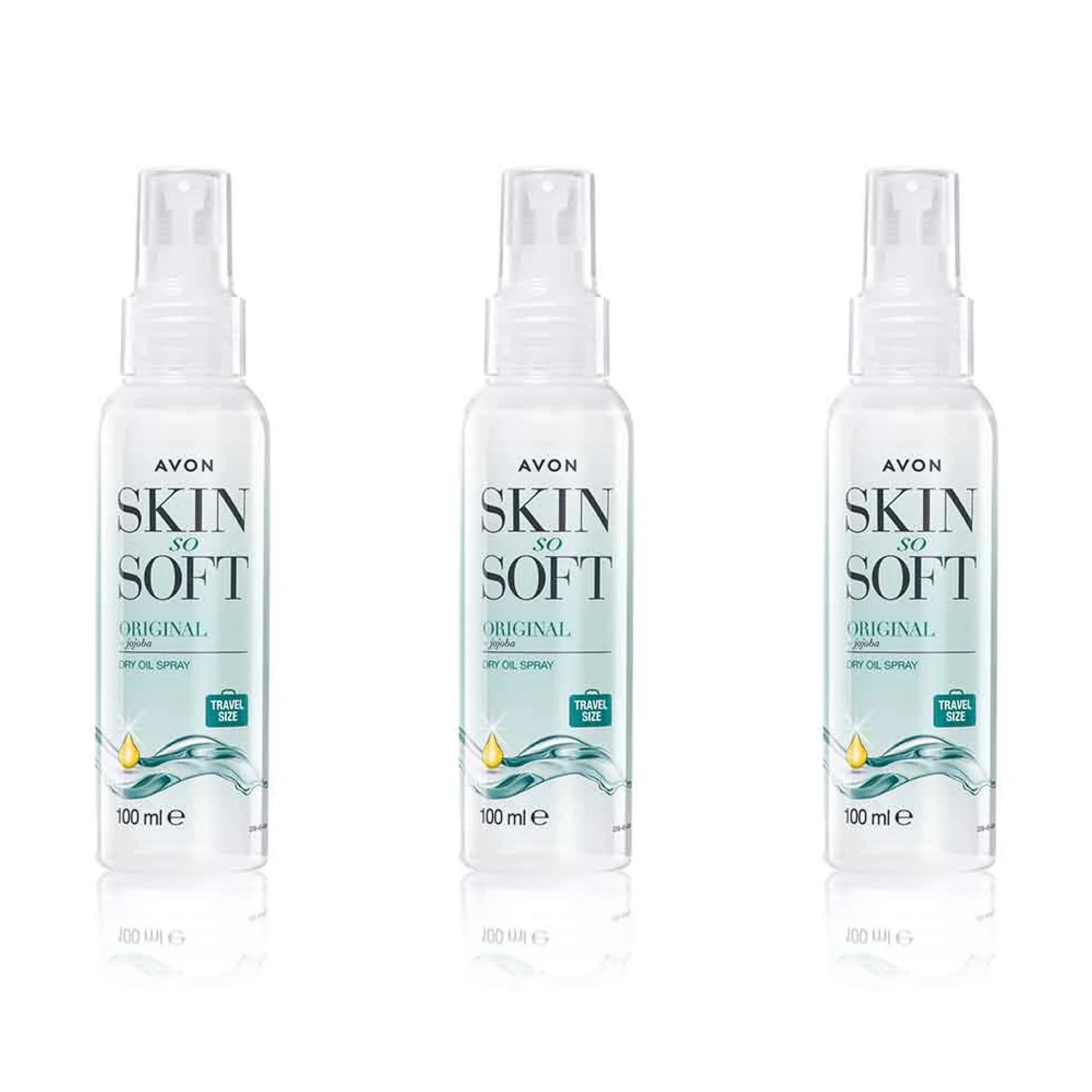3 X Bottles Avon Skin So Soft Original Dry Oil Spray Travel Size 3.38 fl oz - 100 ml each