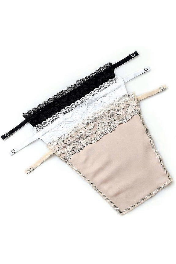 3 X Lady Lace Clip-on Mock Camisole Bra Insert Overlay Modesty Panel Vest