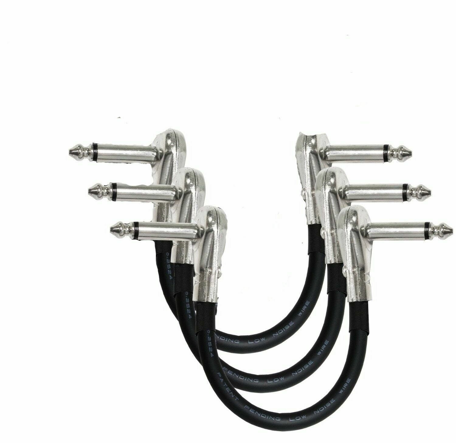 3 X Mogami 2524 7" Guitar Pedalboard Patch Cable With Pancake