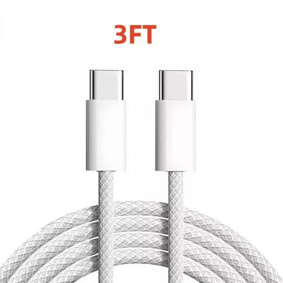 3 X Pack Genuine Braided Apple USB-C to USB-C Cable Fast Charger -3ft Charging Data Sync for IPhone 16 15 Pro Max Samsung Charging Cord