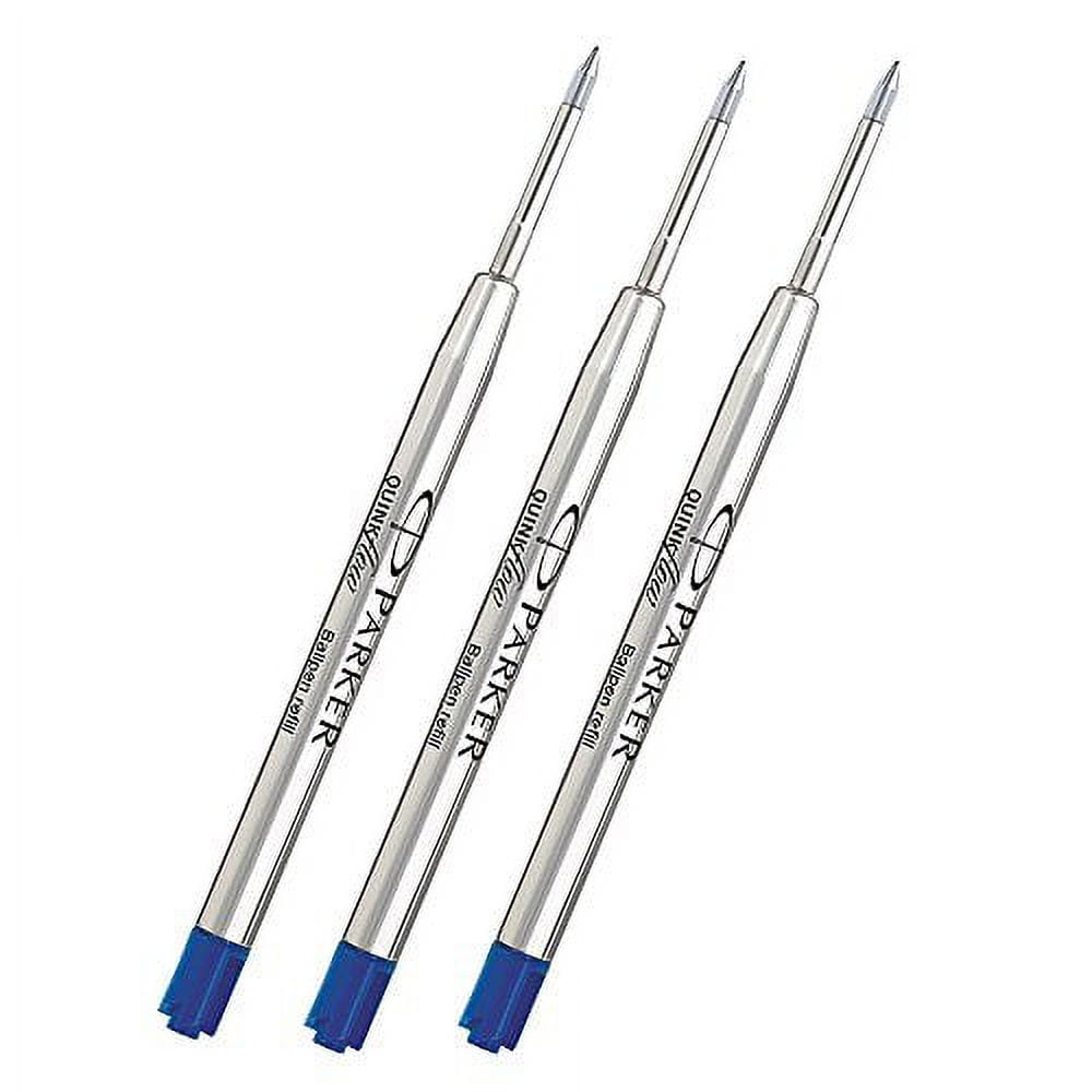 3 X Parker QuinkFlow Ink Refill for Ballpoint Pens, Fine Point, Blue