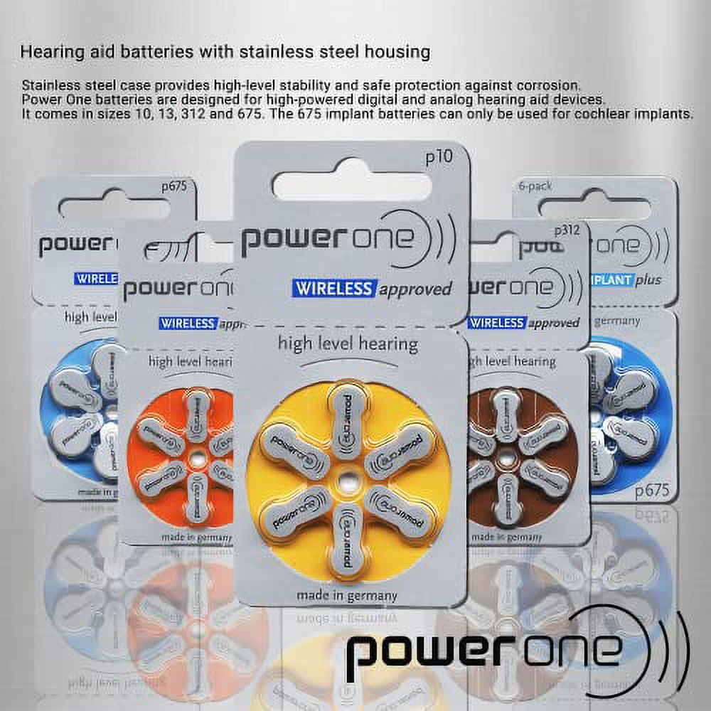 3 X Power One p312 Hearing Aid Battery No Mercury (10 Packs of 6 Each)