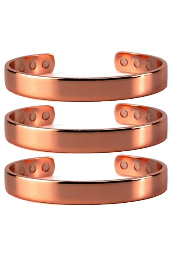 3 X Pure Copper Solid Magnetic Bracelet Cuff Therapy Healing Energy High Quality