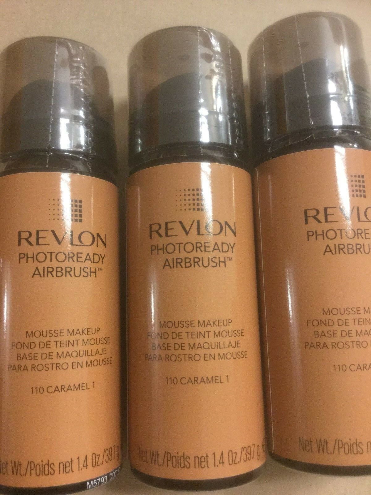 3 X Revlon PhotoReady Airbrush Mousse Makeup Foundation CARAMEL -New AND Sealed