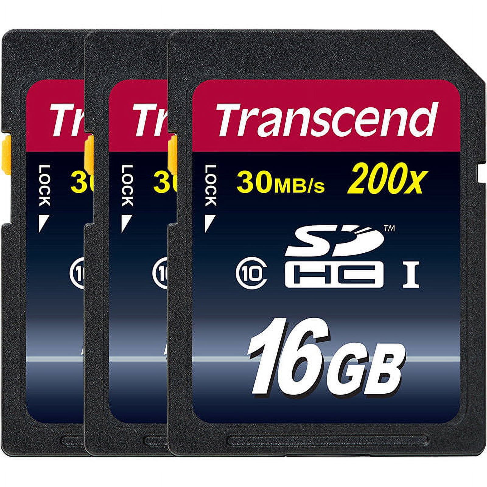 3 X Transcend SDHC 16GB Class 10 Memory Card for Nikon Canon Fuji