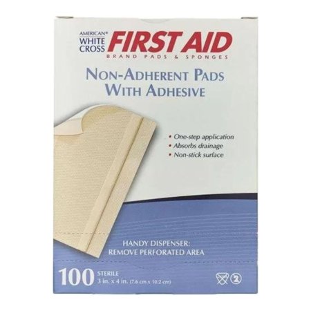 3"X4" Beige Non-Adherent Sterile with Adhesive Strips - 100 Pads/Box (1 Box) (MS-40635)