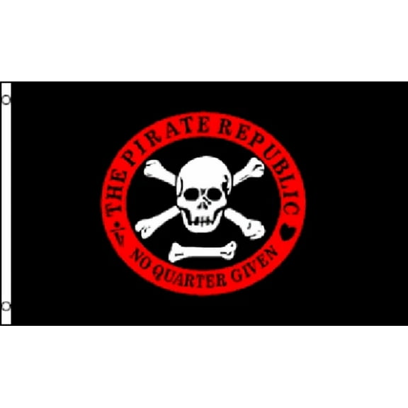 3'X5' Pirate Republic Jolly Roger Flag Skull No Quarters Given Crossbones 3X5