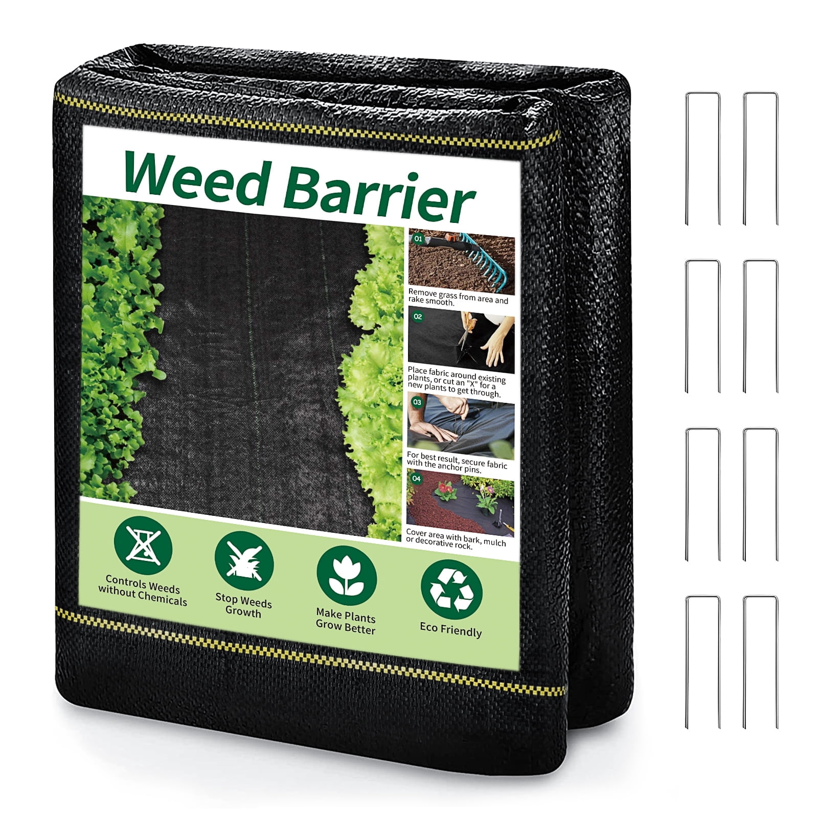 3'X50' Black HDPE 70 Gram Weed Barrier Fabric UV-Resistant Woven Landscape Fabric Permeable & Easy Installation for Garden Landscaping