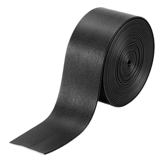 Uxcell 3 Yard 30mm PU Faux Leather Strips, Fold Over Leather Strap Roll Double Sided Faux Supplies for DIY Craft Projects, Black
