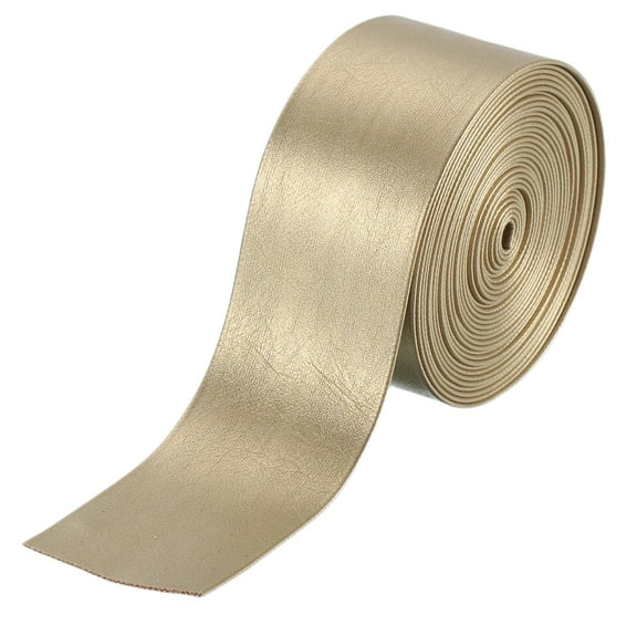 3 Yard 30mm PU Faux Leather Strips, Fold Over Leather Strap Roll Double Sided Faux Supplies for DIY Craft Projects, Gold