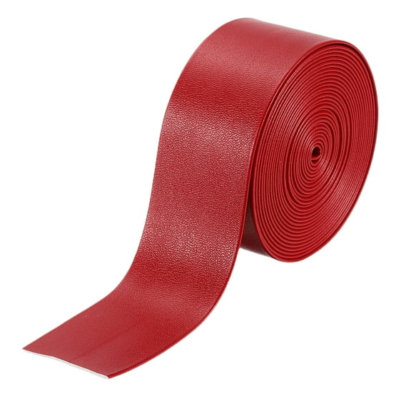 3 Yard 30mm PU Faux Leather Strips, Fold Over Leather Strap Roll Double Sided Faux Supplies for DIY Craft Projects, Red