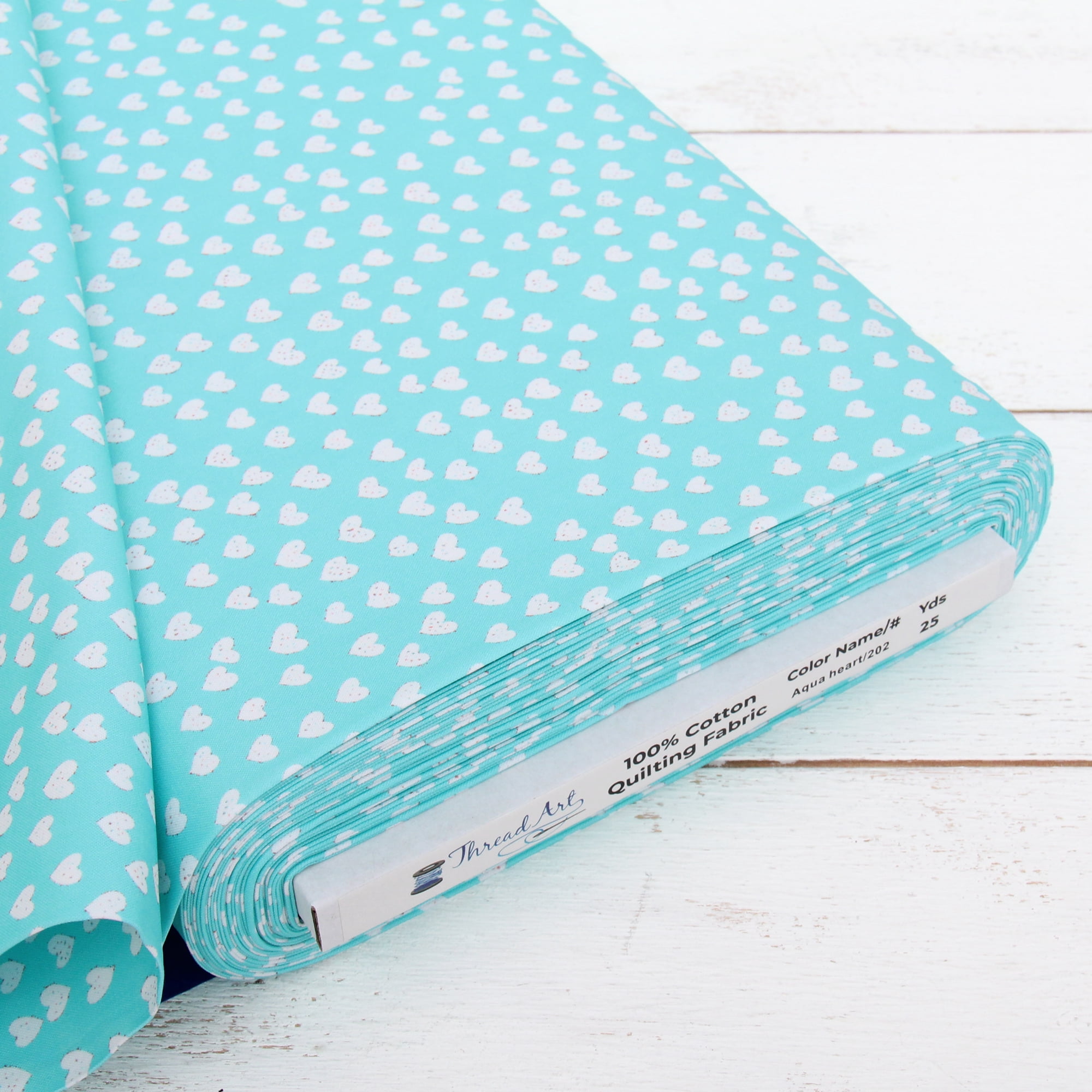 3 Yard Cut Premium Cotton Quilting Fabric - Confetti Brights Collection - 44" Width - 100% Cotton - Quilting, Sewing, Crafts - Aqua Hearts