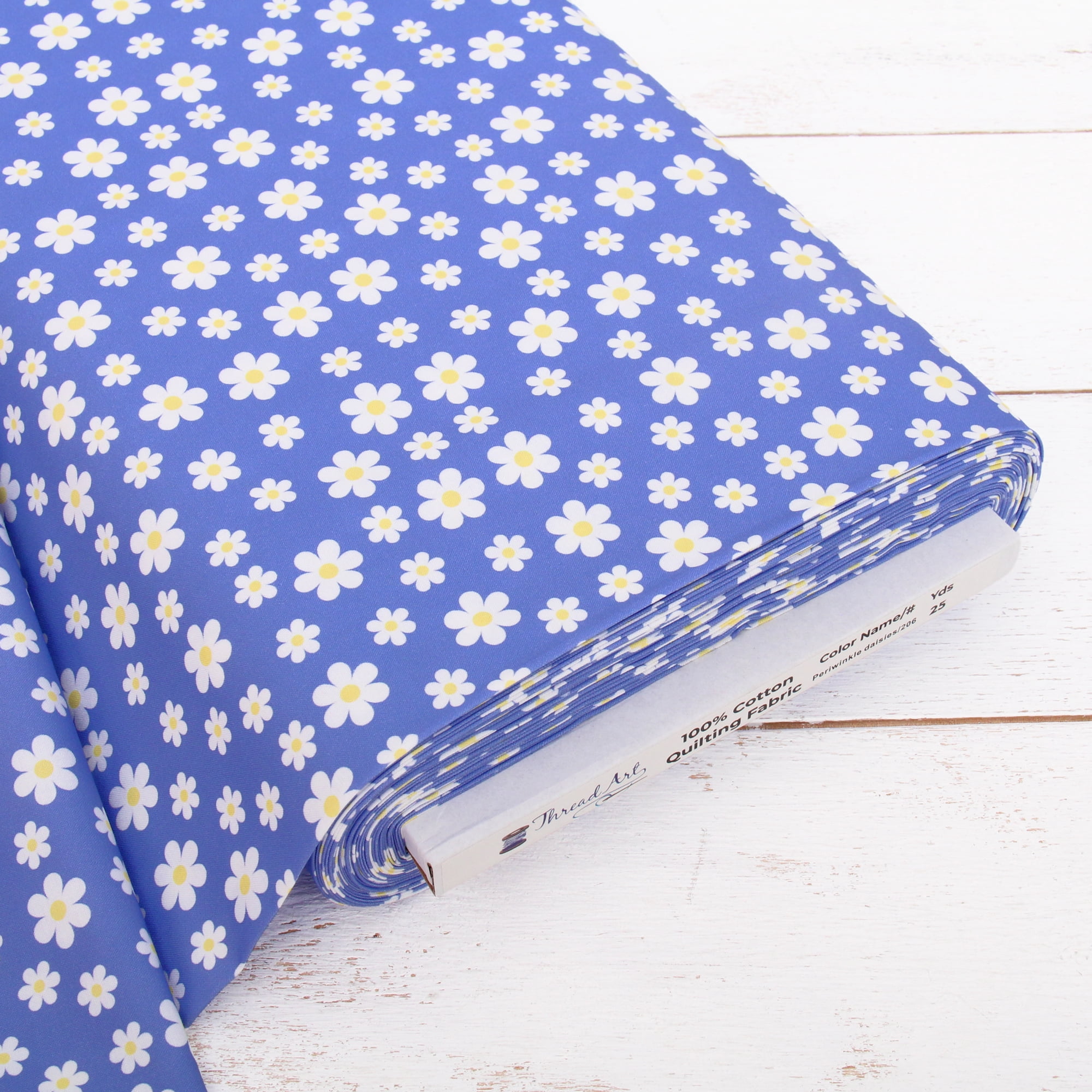 3 Yard Cut Premium Cotton Quilting Fabric - Confetti Brights Collection - 44" Width - 100% Cotton - Quilting, Sewing, Crafts - Blue Daisies