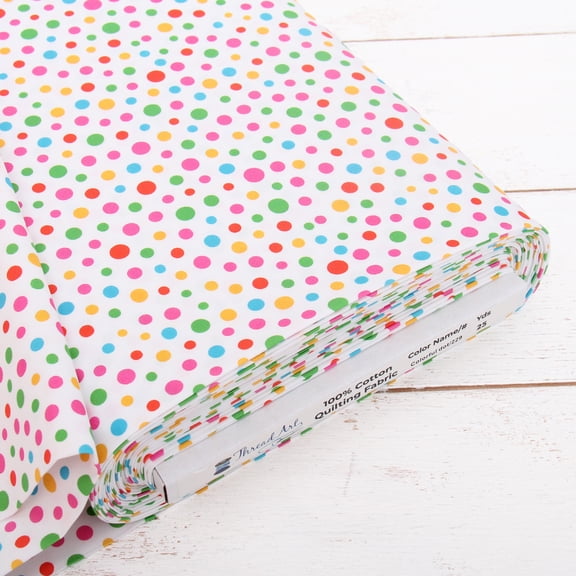 3 Yard Cut Premium Cotton Quilting Fabric - Confetti Brights Collection - 44" Width - 100% Cotton - Quilting, Sewing, Crafts - Dots