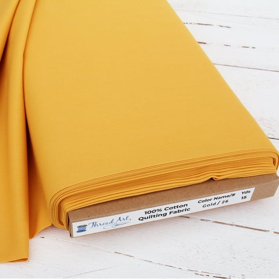 3 Yard Cut ThreadArt Premium Cotton Quilting Fabrics - Gold - 44" Width - 100% Cotton - Quilting, Sewing, Crafts