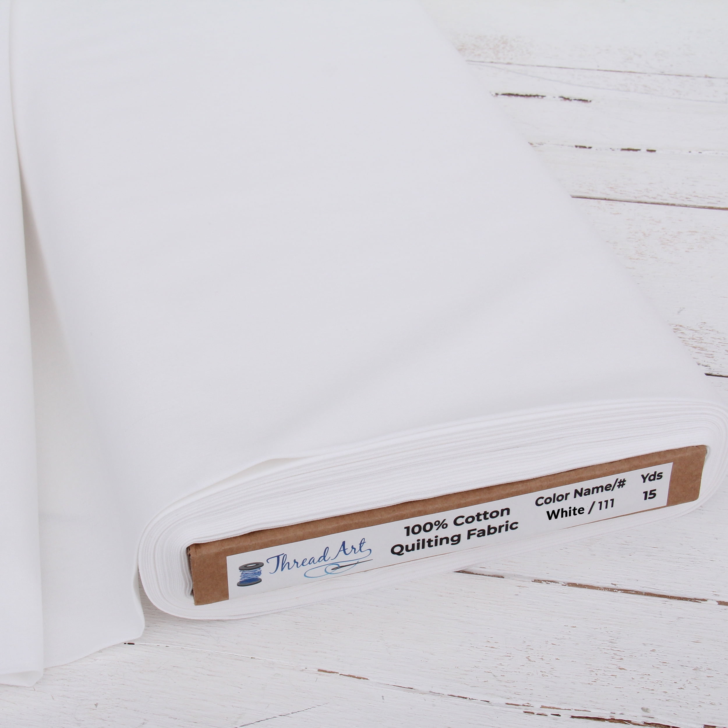 3 Yard Cut ThreadArt Premium Cotton Quilting Fabrics - White - 44" Width - 100% Cotton - Quilting, Sewing, Crafts