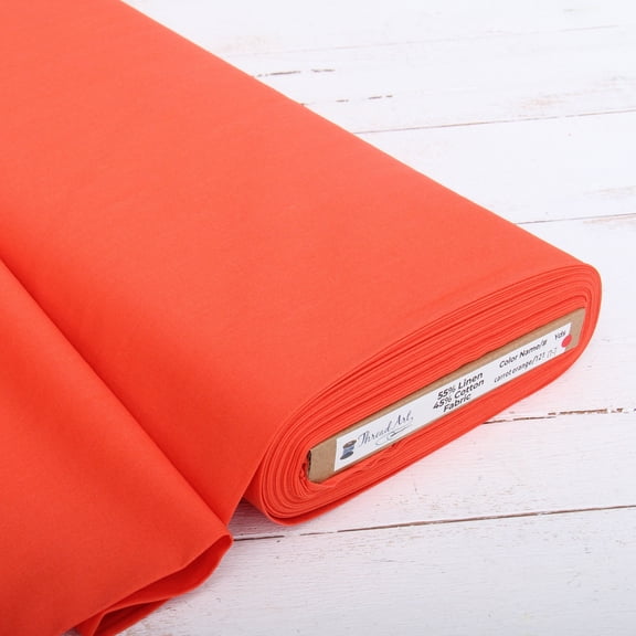 3 Yard Cut of Threadart Linen Fabric - Embroidery Fabric - Premium Cotton Linen Fabric for Embroidery, Cross Stitch, Apparel, Linen Canvas, Home Décor - 55" Width - Carrot Orange