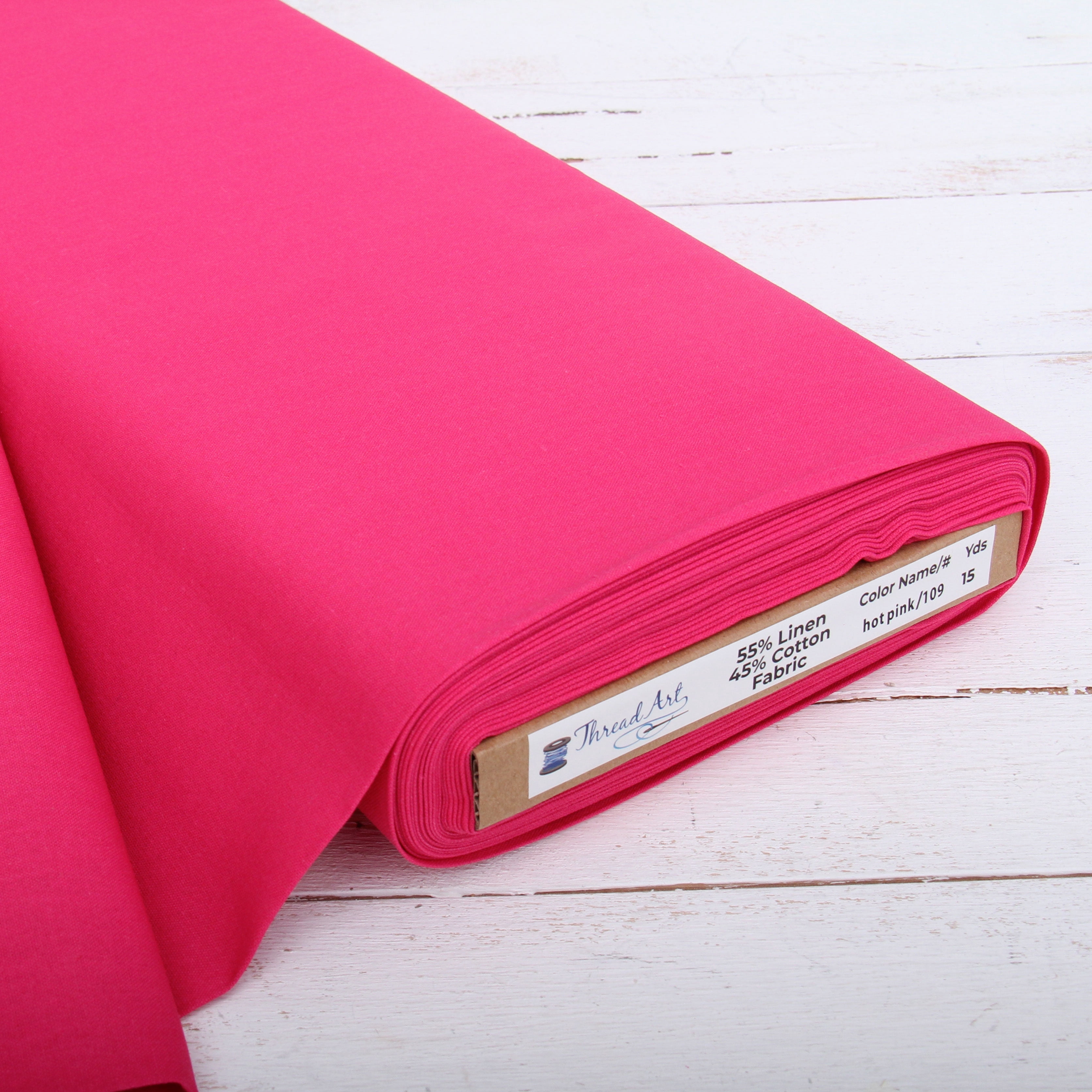 3 Yard Cut of Threadart Linen Fabric - Embroidery Fabric - Premium Cotton Linen Fabric for Embroidery, Cross Stitch, Apparel, Linen Canvas, Home Décor - 55" Width - Hot Pink