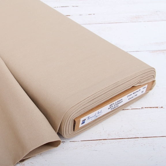 3 Yard Cut of Threadart Linen Fabric - Embroidery Fabric - Premium Cotton Linen Fabric for Embroidery, Cross Stitch, Apparel, Linen Canvas, Home Décor - 55" Width - Khaki