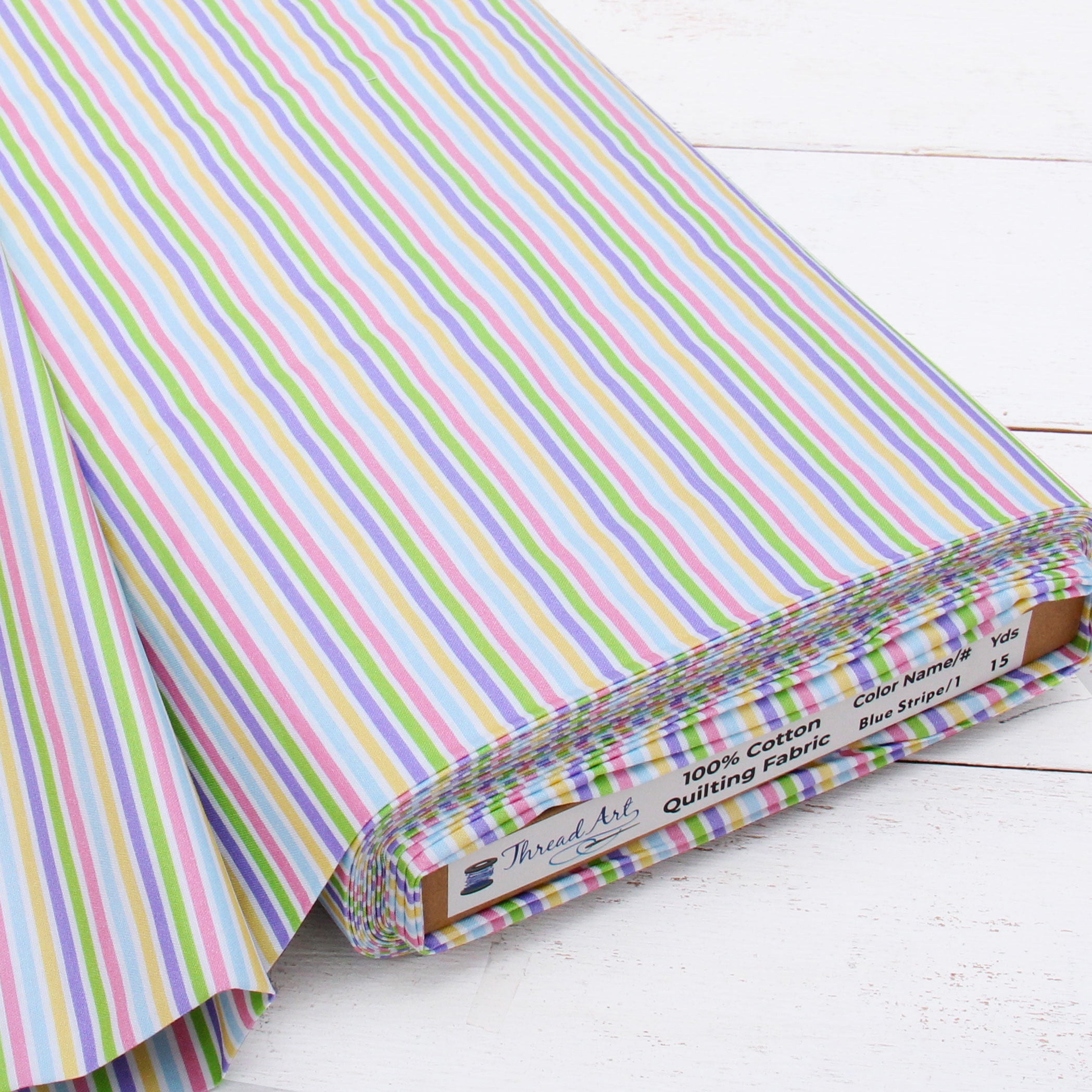 3 Yard Cut Threadart Premium Cotton Quilting Fabric - Blue Stripe 1 - 44" Width - 100% Cotton - Quilting, Sewing, Crafts