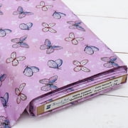 3 Yard Cut Threadart Premium Cotton Quilting Fabric - Pink Butterfly 2- 44" Width - 100% Cotton - Quilting, Sewing, Crafts