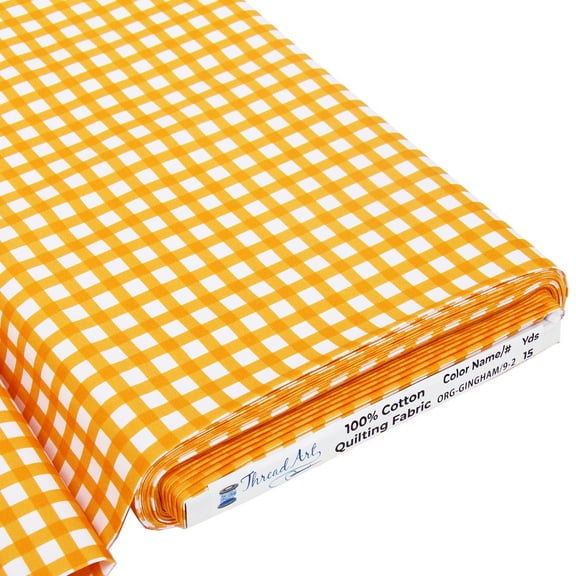 3 Yard Cut Threadart Premium Cotton Quilting Fabric - Spring Picnic Collection - Orange Gingham - 44" Width - 100% Cotton - Quilting, Sewing, Crafts