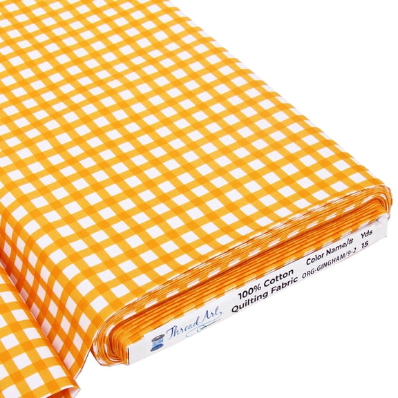 3 Yard Cut Threadart Premium Cotton Quilting Fabric - Spring Picnic Collection - Orange Gingham - 44" Width - 100% Cotton - Quilting, Sewing, Crafts