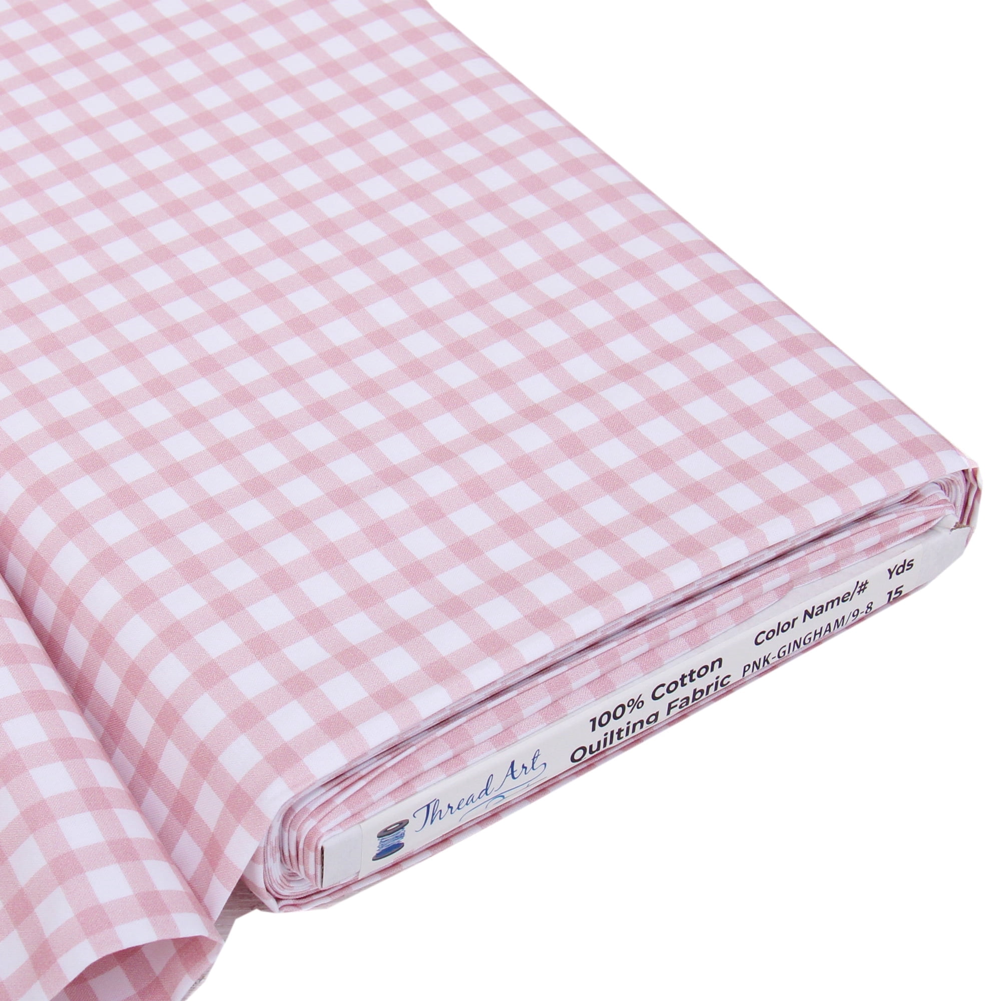 3 Yard Cut Threadart Premium Cotton Quilting Fabric - Spring Picnic Collection - Pink Gingham - 44" Width - 100% Cotton - Quilting, Sewing, Crafts