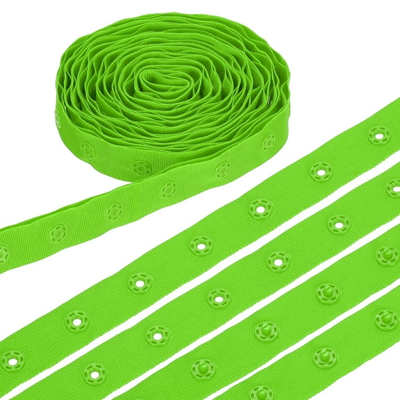 3 Yard Snap Button Tape, Polyester Plastic Snap Button Trim, Sewing Press Stud Ribbon Replacement for DIY Craft Clothes Fabric Sewing, Green