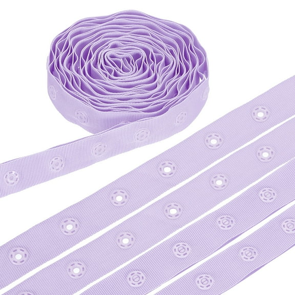 3 Yard Snap Button Tape, Polyester Plastic Snap Button Trim, Sewing Press Stud Ribbon Replacement for DIY Craft Clothes Fabric Sewing, Light Purple
