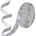 thumbnail image 1 of 3 Yards 0.59in Rhinestone Ribbon Trim Silver Ribbon Tape Bling Self Adhesive Strips Sticker Rhinestones Gem Roll, 1 of 9
