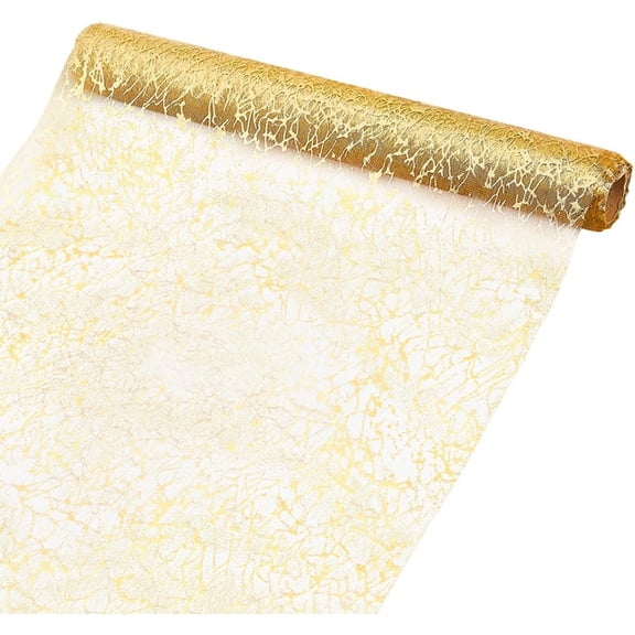 3 Yards 10.98 Inch Gold Sequin Foil Mesh Tablecloth Metallic Golden Dinner Glitter Rectangular Dining Sparkly Polyester Table Runner Decoration for Party Christmas Wedding Home Tables Decor Black