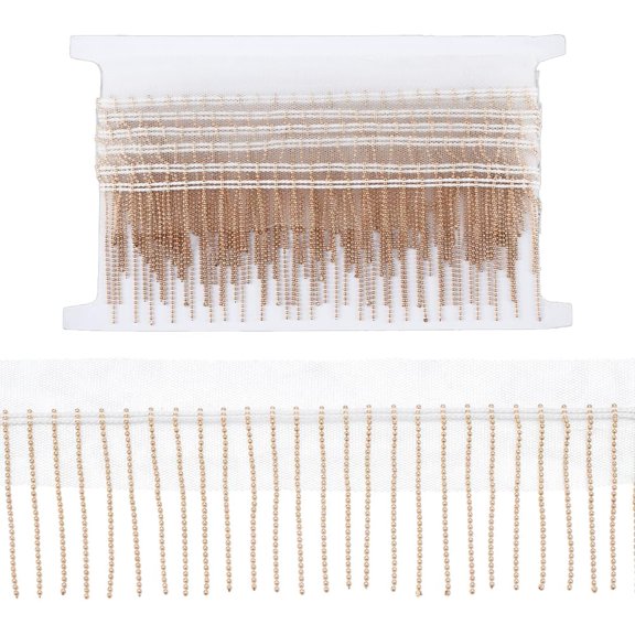 3 Yards/2.7m Beaded Fringe Trim White Lace Trims 2.8 Inch Wide Gold Round Beaded Fringe Trim Polyester Bead Tassel Trim for Wedding Bridal DIY Sewing Crafts Home Decor Clothing Decoration