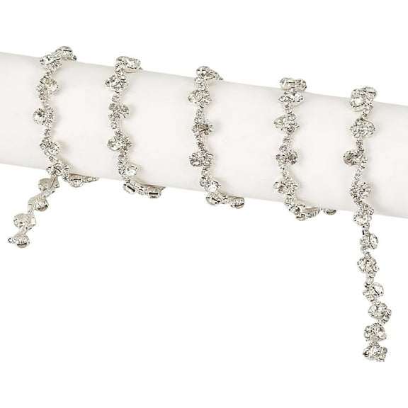 3 Yards(2.7m) Rhinestone Trim Rhinestone Chain Crystal Applique Strip for Crafts Clothes Rhinestones Chain with Brass Findings Garland Strands For Wedding Party Bracelets Craft DIY Jewelry