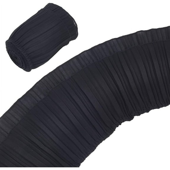 3 Yards 2-Layer Tiered Ruffle Pleated Chiffon Lace Fabric 5-1/4 inch Wide Black Pleated Chiffon Elastic Lace Ruffle Trim DIY