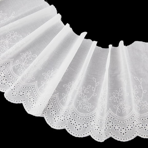 3 Yards 8.25 Inch Cotton Eyelet Lace Trim White Flower Lace Scalloped Embroidery Assorted Pattern Vintage Classic Fabric Ribbon for Sewing Making Clothes Dress Skirt Decor DIY Crafts Supply White